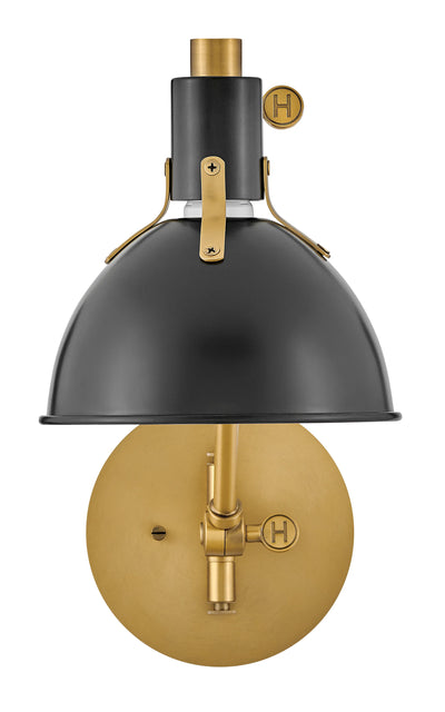 Hinkley Argo 1 Light Satin Black with Lacquered Brass Accents Wall Bracket Lighting Affairs