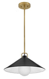 Hinkley LARK Milo 1 Light Lacquered Brass and Black Medium Pendant Lighting Affairs