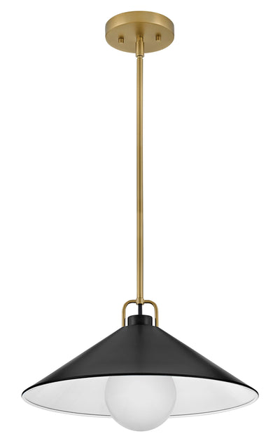 Hinkley LARK Milo 1 Light Lacquered Brass and Black Medium Pendant Lighting Affairs