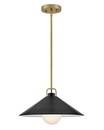 Hinkley LARK Milo 1 Light Lacquered Brass and Black Medium Pendant Lighting Affairs