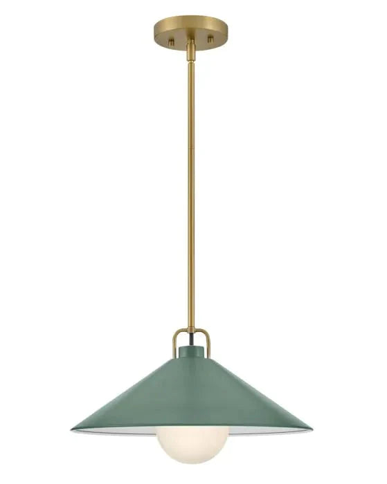 Hinkley Lark Milo 1 Light Lacquered Brass with Sage Green Medium Pendant Lighting Affairs