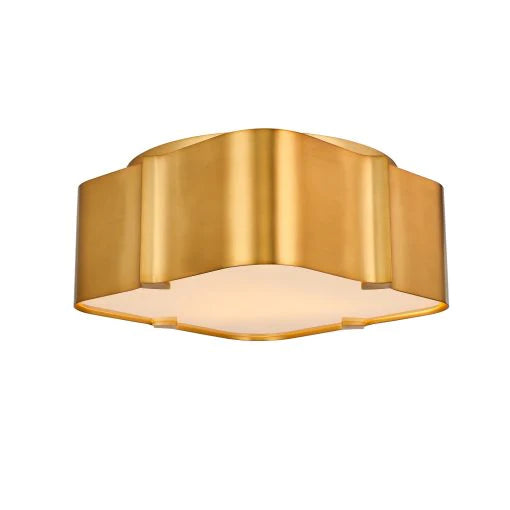 Kalco Lotus 3 Light Winter Brass Flush Mount Ceiling Light
