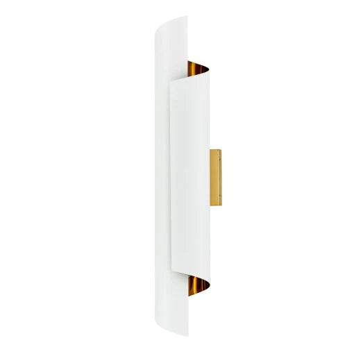 Kalco Piaga 2 Light Matte White and Polished Brass Wall Sconce