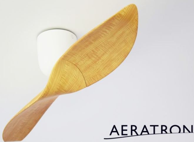 Aeratron AE2+ 2 Blade White with Light Woodgrain DC Ceiling Fan with Remote