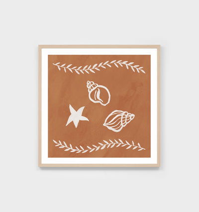 Mediterranean Seashells Rust Print