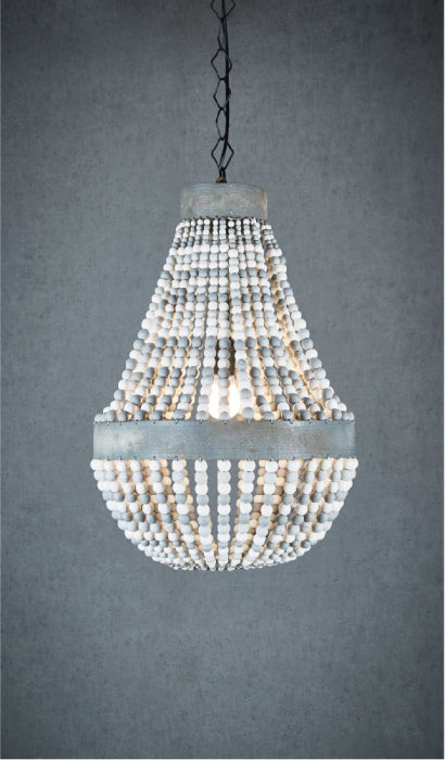 Miramare Oval White Beaded Hanging Lamp