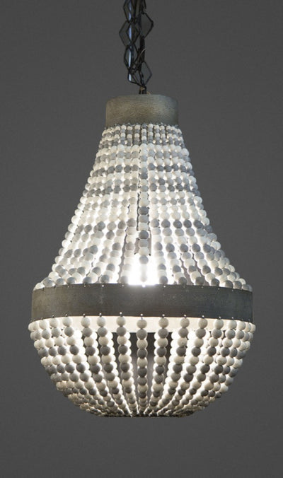 Miramare Oval White Beaded Hanging Lamp