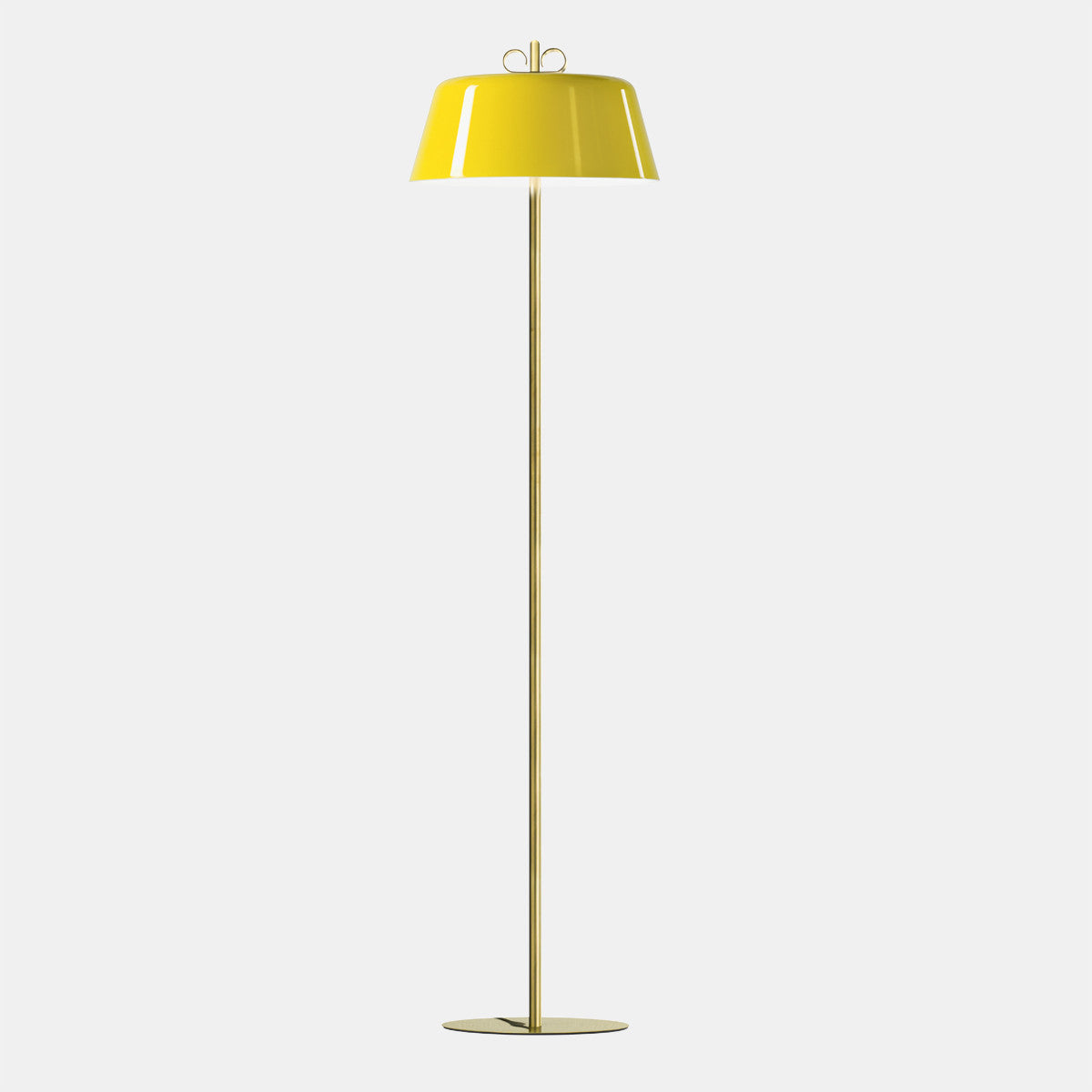 Bon Ton Yellow/Natural Brass Floor Lamp