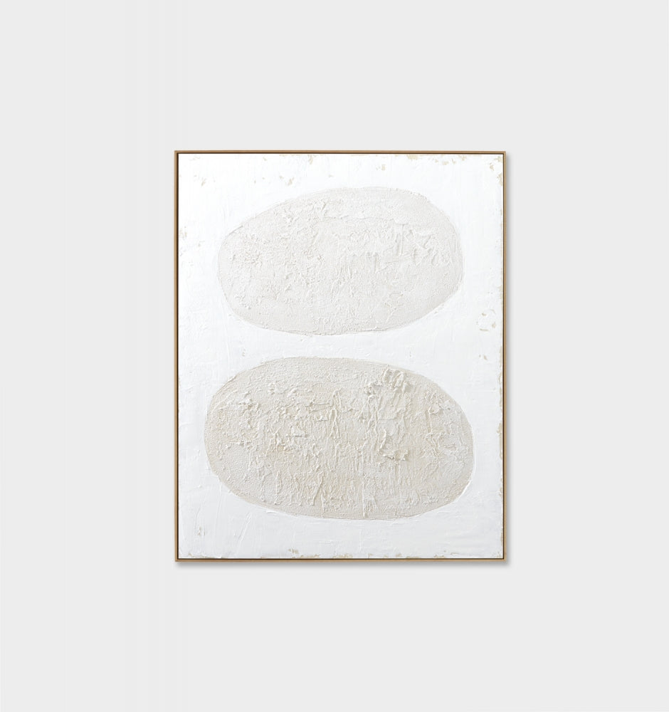 Organic Flow White Neutral Framed Painting