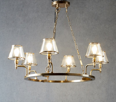 Polly Glass Chandelier 6 Arms in Brass