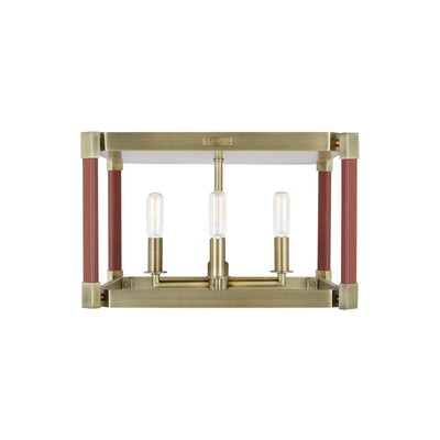 Ralph Lauren Hadley 4 Light Time Worn Brass Flush Mount Lighting Affairs