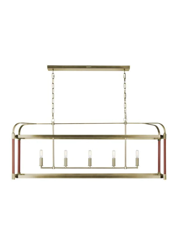 Ralph Lauren Hadley 5 Light Brass Leather Pendant Lighting Affairs