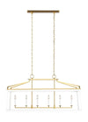 Chapman & Myers Carlow 6 Light White & Burnished Brass Linear Chandelier Lighting Affairs