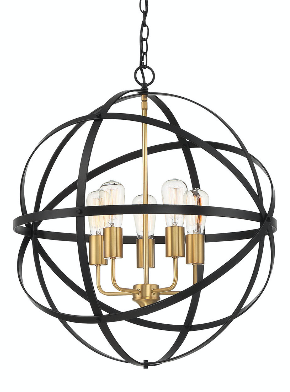 Apollo Medium Black Gold Contemporary Sphere Pendant