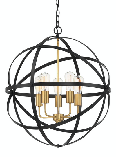 Apollo Medium Black Gold Contemporary Sphere Pendant