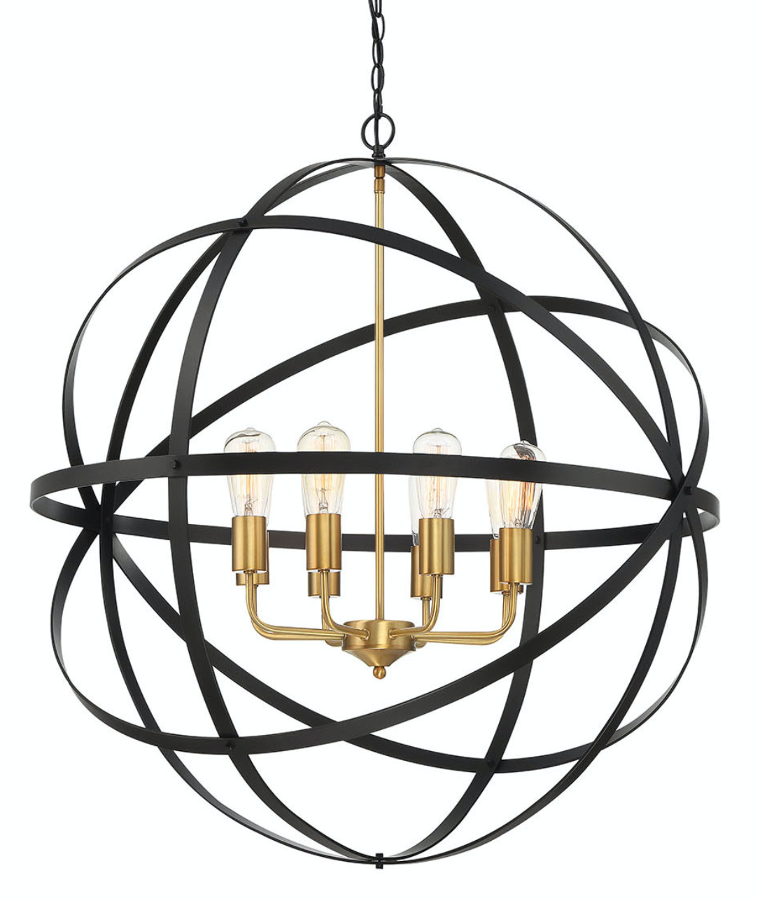 Apollo Large Black Gold Contemporary Sphere Pendant