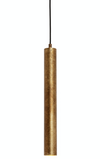 Toress Medium Aged Gold Leaf Cylinder Pendant