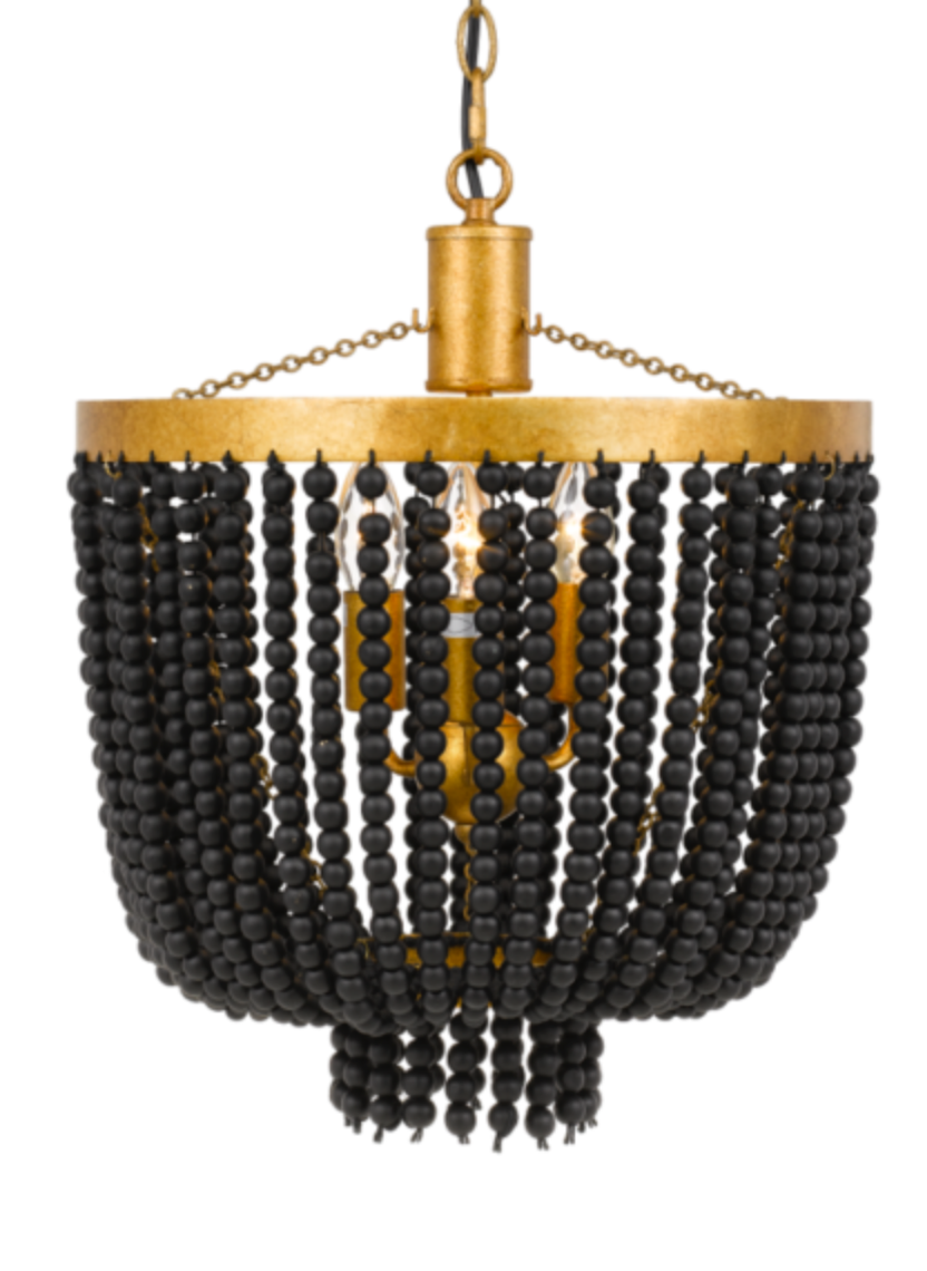 Maddison Small Black Gold Beaded Pendant