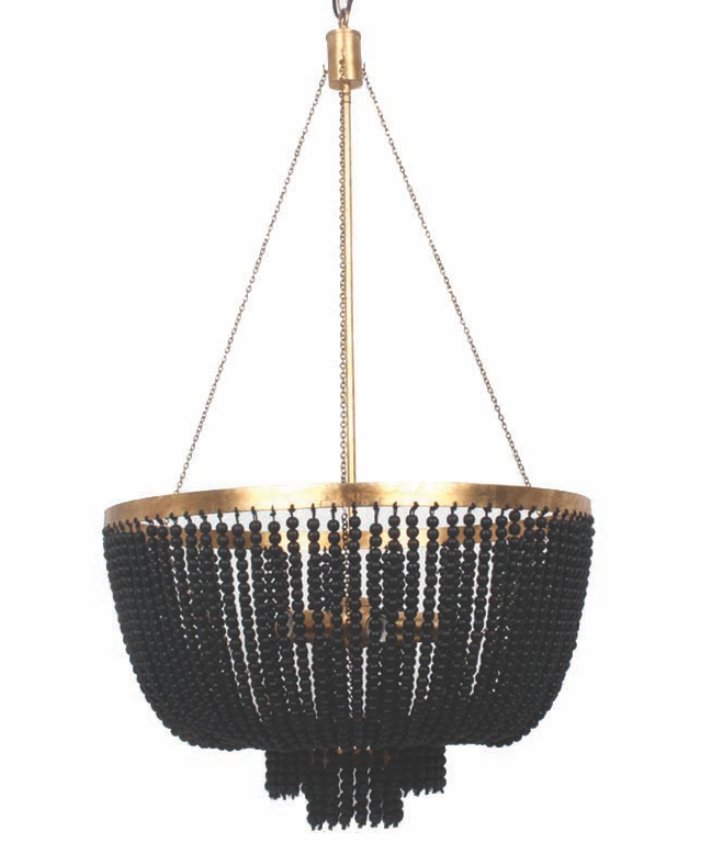 Maddison Large Black Gold Beaded Pendant