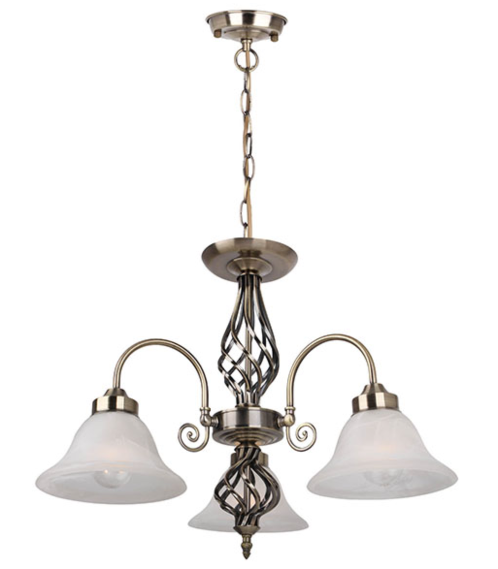 Geneva Medium Brass Alabaster Glass Pendant