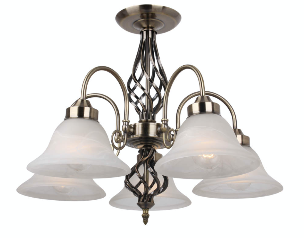 Geneva Large Brass Alabaster Glass Pendant