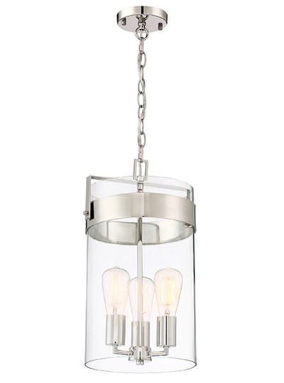 Kendal Polished Nickel Glass Pendant