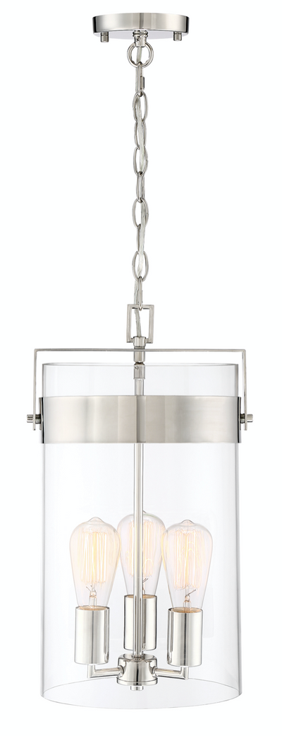 Kendal Polished Nickel Glass Pendant