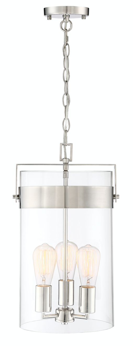 Kendal Polished Nickel Glass Pendant