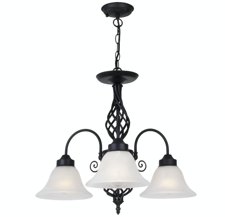 Geneva Medium Black Iron Alabaster Glass Pendant