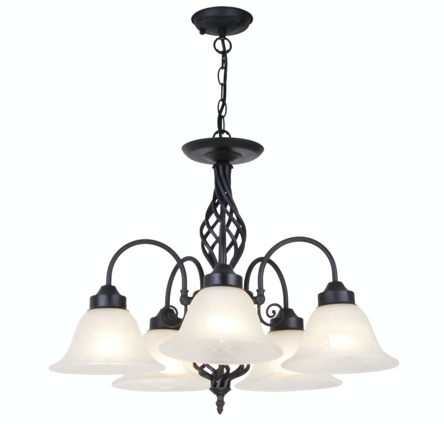 Geneva Large Black Iron Alabaster Glass Pendant