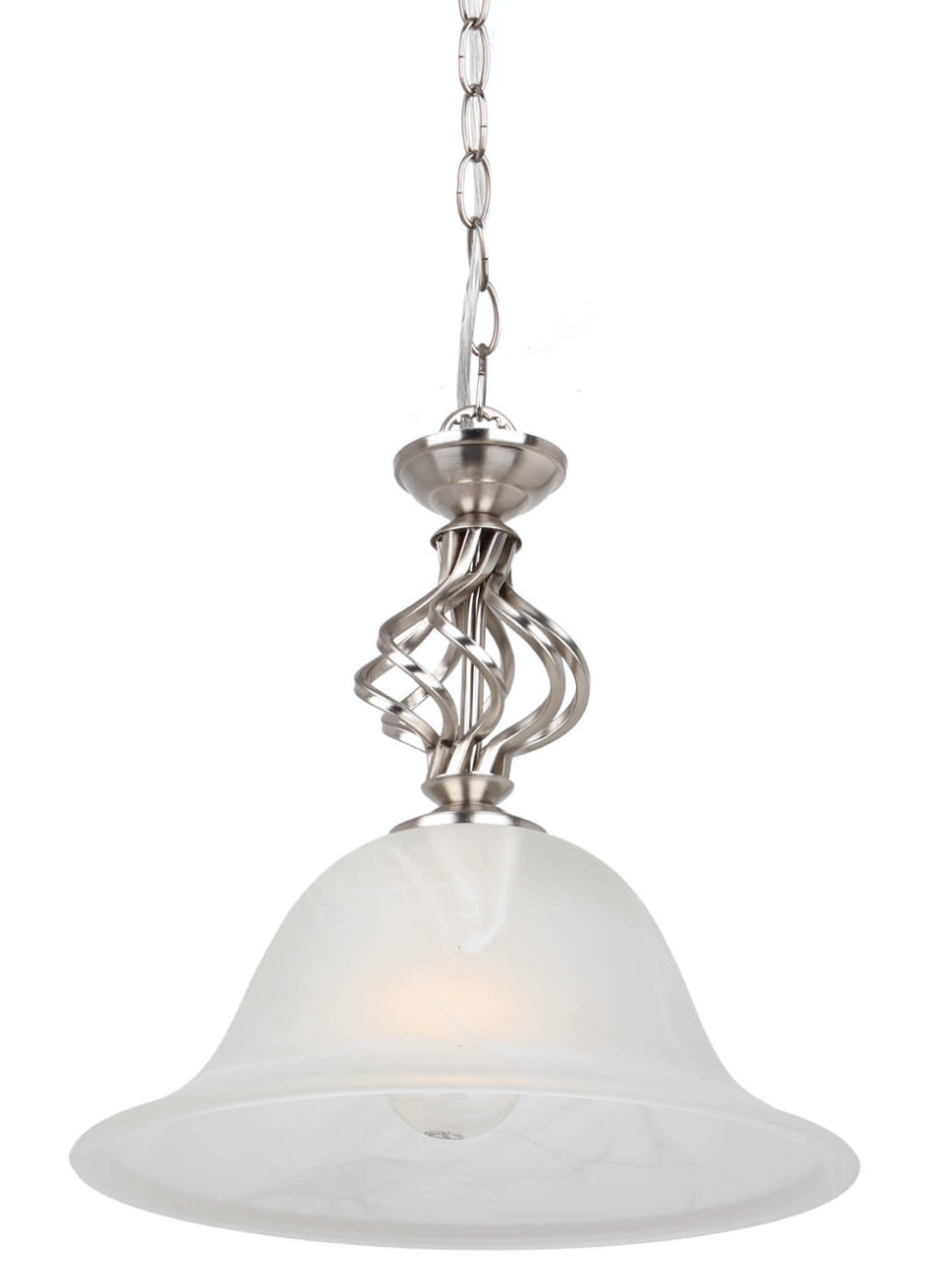 Geneva Small Satin Chrome Alabaster Glass Pendant