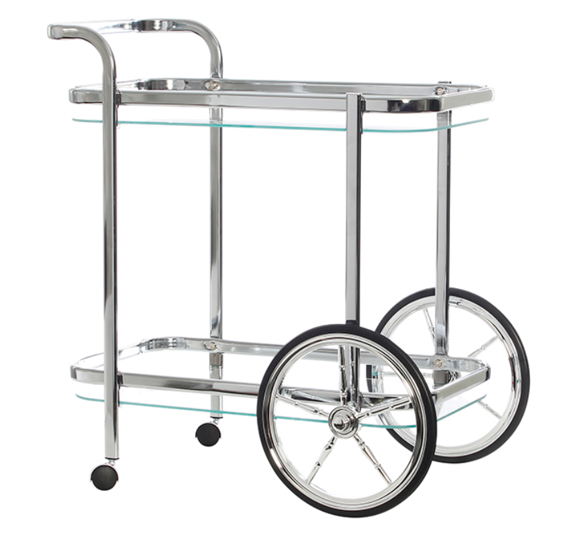 Smith Clear Chrome Rectangular Glass Bar Cart