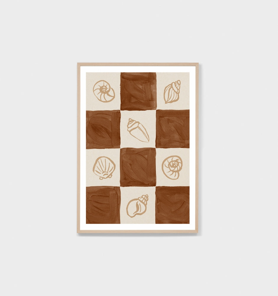 Seashell Collage Umber Print