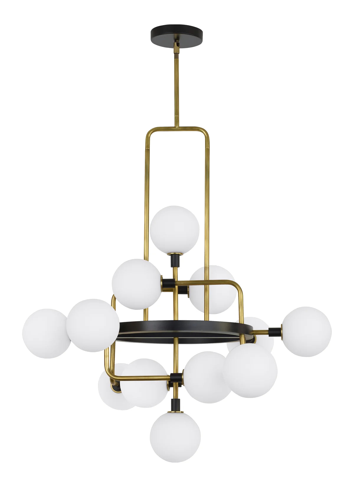 Tech Lighting Viaggio 12 Light Brass with Opal Glass Chandelier Lighting Affairs