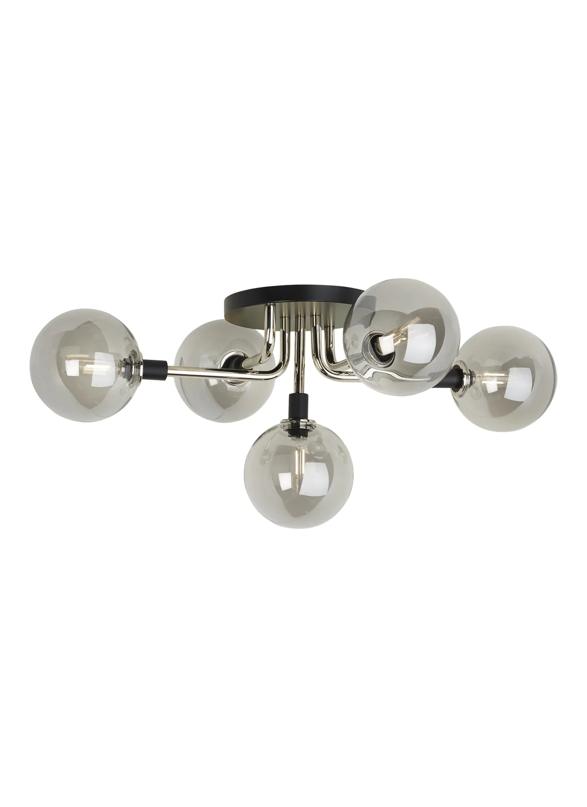 Tech Lighting Viaggio 5 Light Smoke Glass and Polished Nickel Flush Ceiling Mount Lighting Affairs