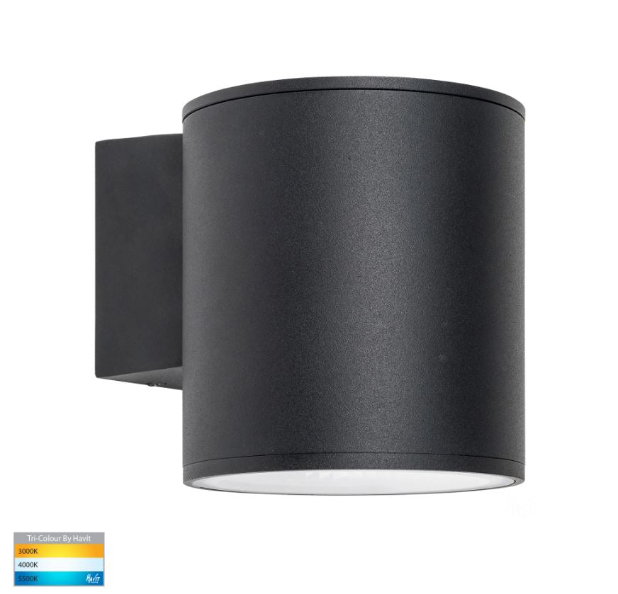 Porter 15w LED Black Large Fixed Down Wall Light