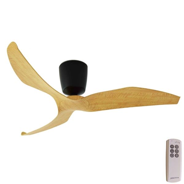 Aeratron FR 3 Blade Black with Light Woodgrain DC Ceiling Fan with Remote