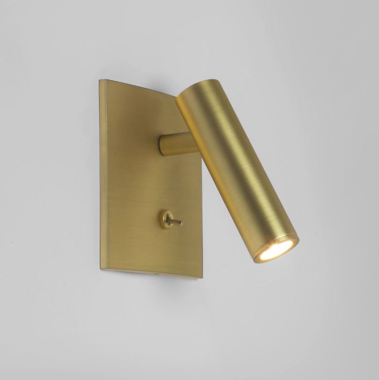 Enna Square Switched LED Matt Gold Wall Light