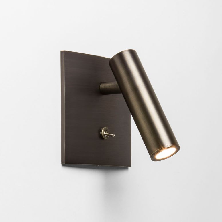 Enna Square Switched LED Bronze Wall Light