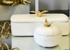 Textured Rectangle Cream Decor Box Bee Gold