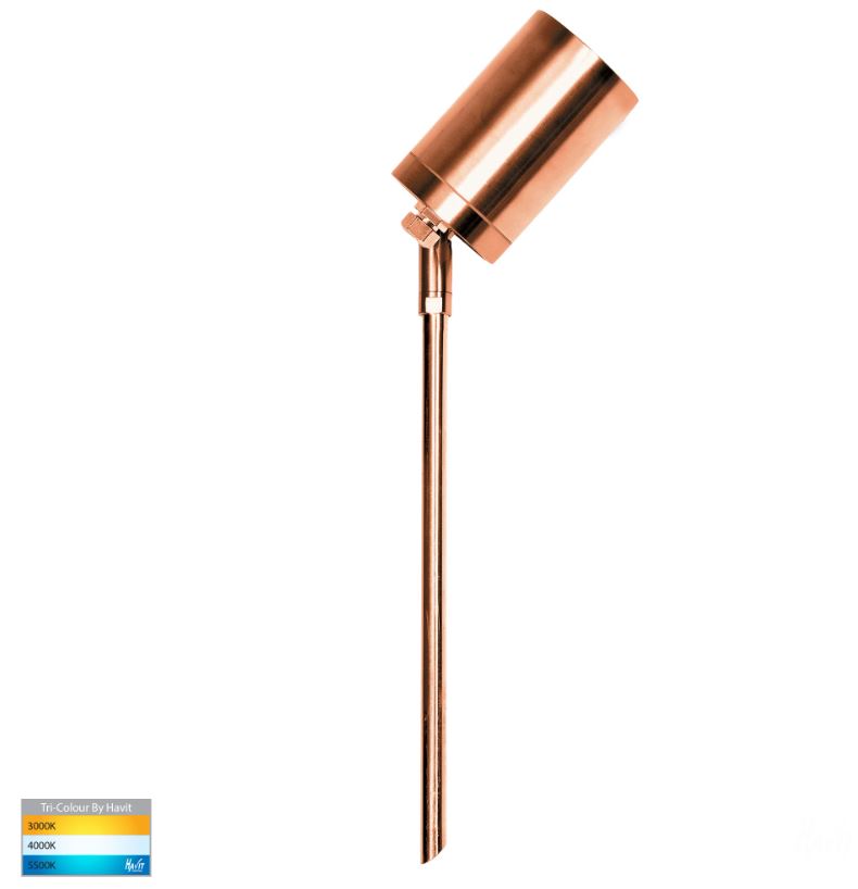 Eden Solid Copper TRI Colour LED Garden Spike Light