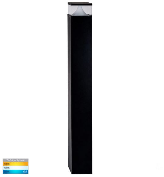 Divad 1000mm Black Square LED Bollard Light