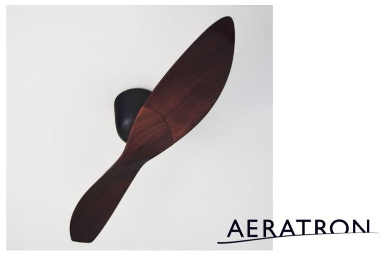 Aeratron AE2+ 2 Blade Black with Dark Walnut DC Ceiling Fan with Remote