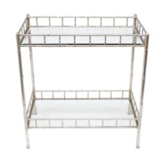 Delvine Champagne Metal and Glass Console