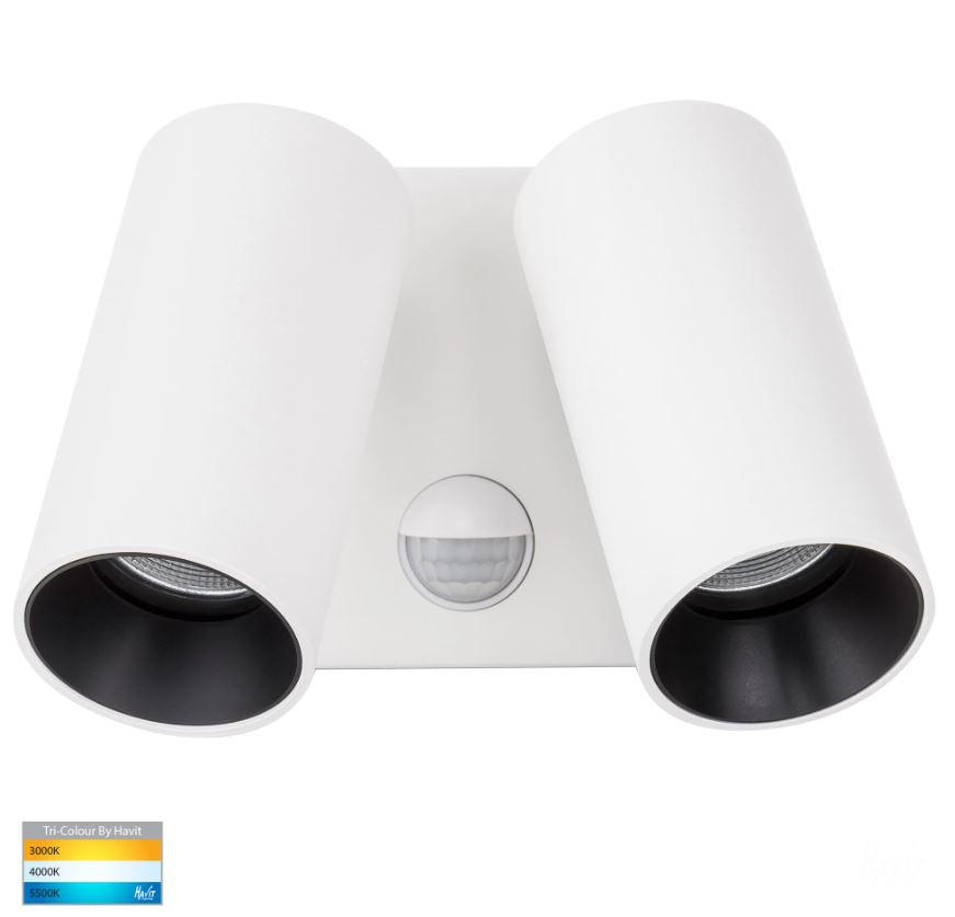 Revo White Double Adjustable Wall Light With Sensor