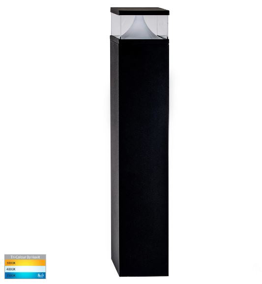 Divad 600mm Black Square LED Bollard Light