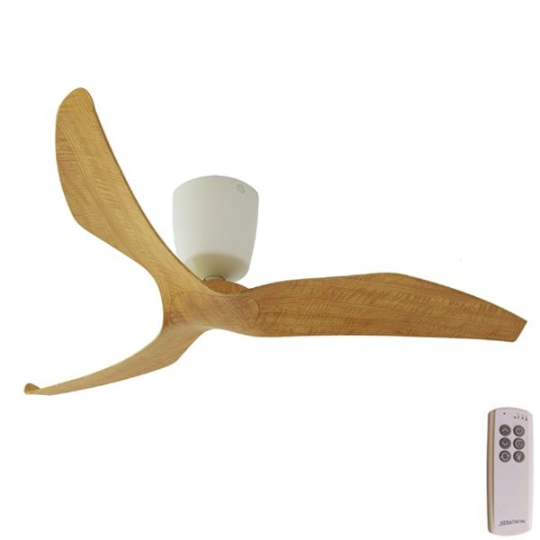 Aeratron FR 3 Blade White with Light Woodgrain DC Ceiling Fan with Remote