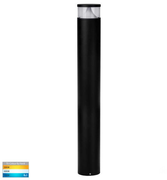 Divad 1000mm Black Round LED Bollard Light