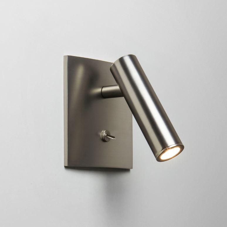 Enna Square Switched LED Matt Nickel Wall Light