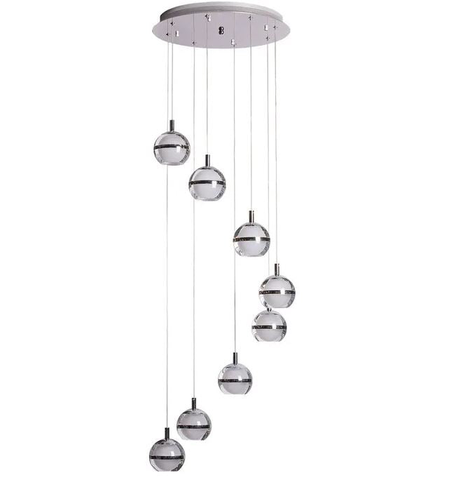 Sphere Chrome 5000K LED 8 Light Pendant